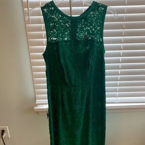 Womens Dark Green Lace Cocktail Dress NWT